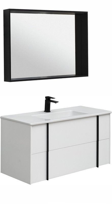 Мебель для ванной комнаты Allen Brau Reality 100 подвесная, белый матовый, раковина Fantasy Flat 102x47, без перелива, белая