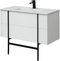Мебель для ванной комнаты Allen Brau Reality 100 подвесная, белый матовый, раковина Fantasy Flat 102x47, без перелива, белая