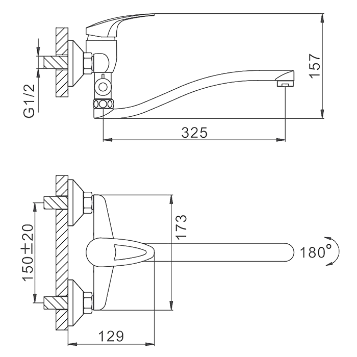 Смеситель с длинным изливом для ванны Frap H39 F2139-B хром