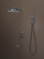 Комплект для ванной IDDIS Duna Душевой комплект IDDIS Duna DUNGMSTi68 С ВНУТРЕННЕЙ ЧАСТЬЮ + Смеситель для раковины DUNGM00i01, графит матовый