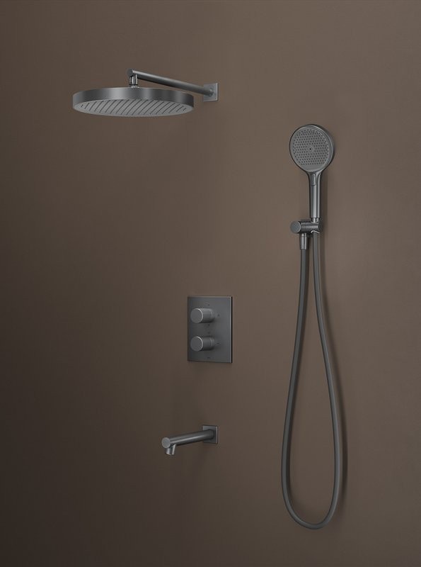 Комплект для ванной IDDIS Duna Душевой комплект IDDIS Duna DUNGMSTi68 С ВНУТРЕННЕЙ ЧАСТЬЮ + Смеситель для раковины DUNGM00i01, графит матовый