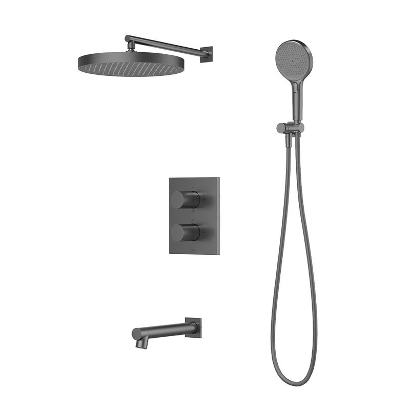 Комплект для ванной IDDIS Duna Душевой комплект IDDIS Duna DUNGMSTi68 С ВНУТРЕННЕЙ ЧАСТЬЮ + Смеситель для раковины DUNGM00i01, графит матовый