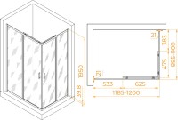 Душевой уголок RGW Passage PA-040B 90х120 см, профиль черный, стекло матовое