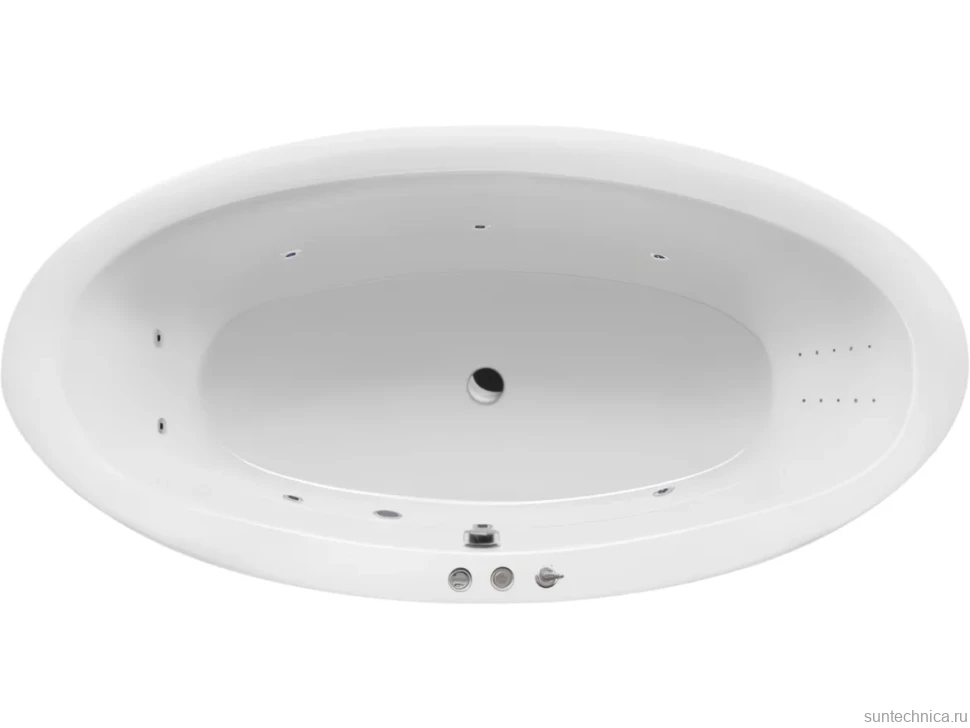 Акриловая ванна Excellent Lumina Smart Nano 190x95 см, встраиваемая, с гидромассажем, белая, овальная, с каркасом, со сливом-переливом