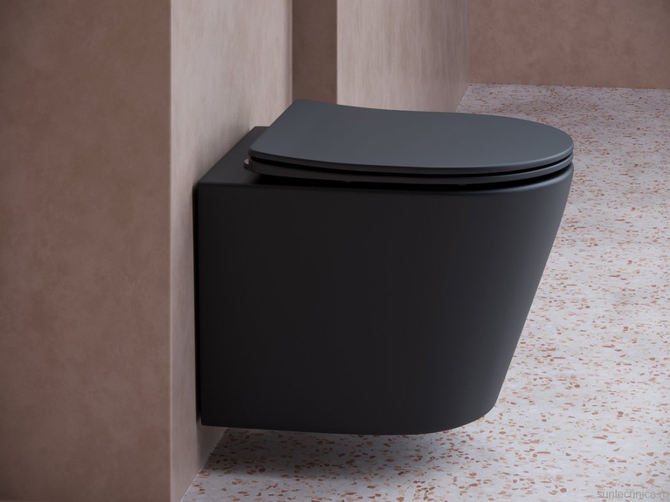 Комплект Унитаз подвесной Ceramicanova Balearica Rimless CN6000MB черный матовый + Инсталляция DIWO + Кнопка 7320 белая