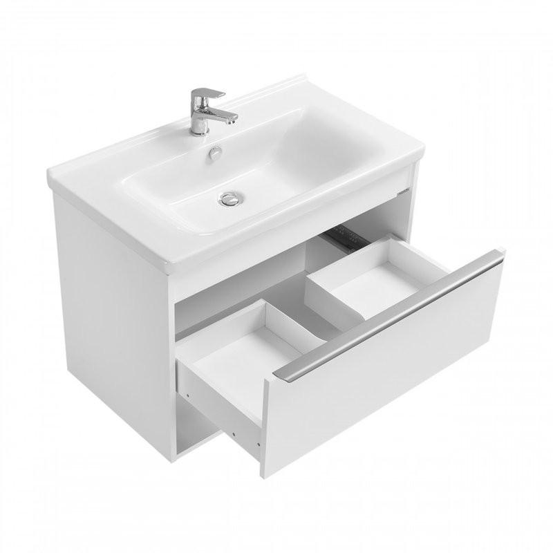Тумба с раковиной AQUATON Хоуп 80 подвесная, 1 ящик, матовая белая
