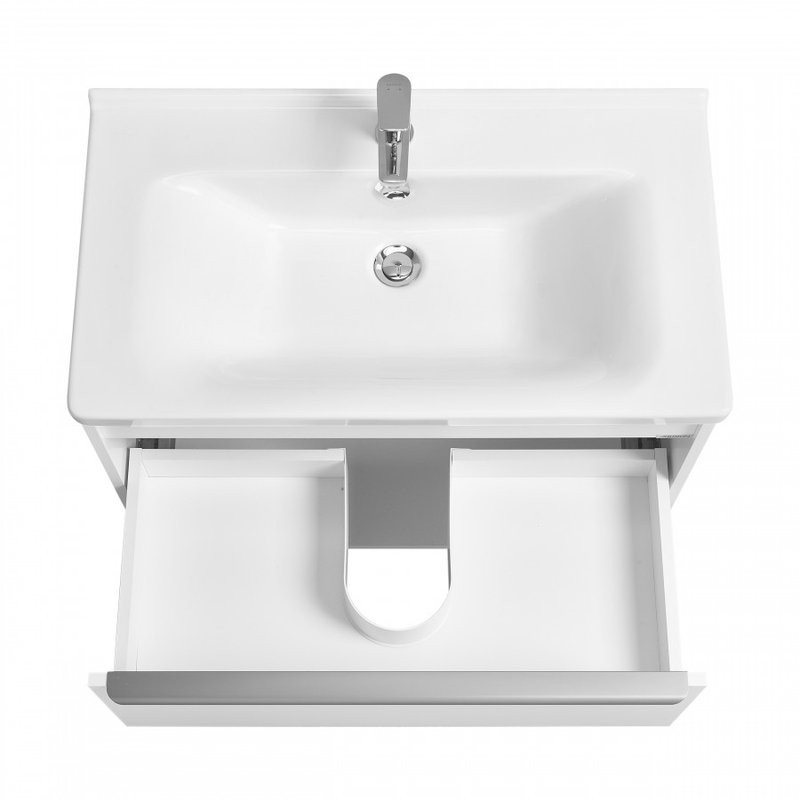 Тумба с раковиной AQUATON Хоуп 80 подвесная, 1 ящик, матовая белая