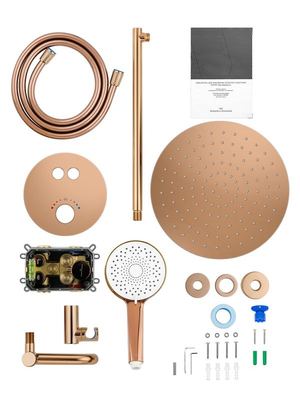 Душевой комплект Wonzon & Woghand Stick WW-88929010-RG С ВНУТРЕННЕЙ ЧАСТЬЮ, розовое золото