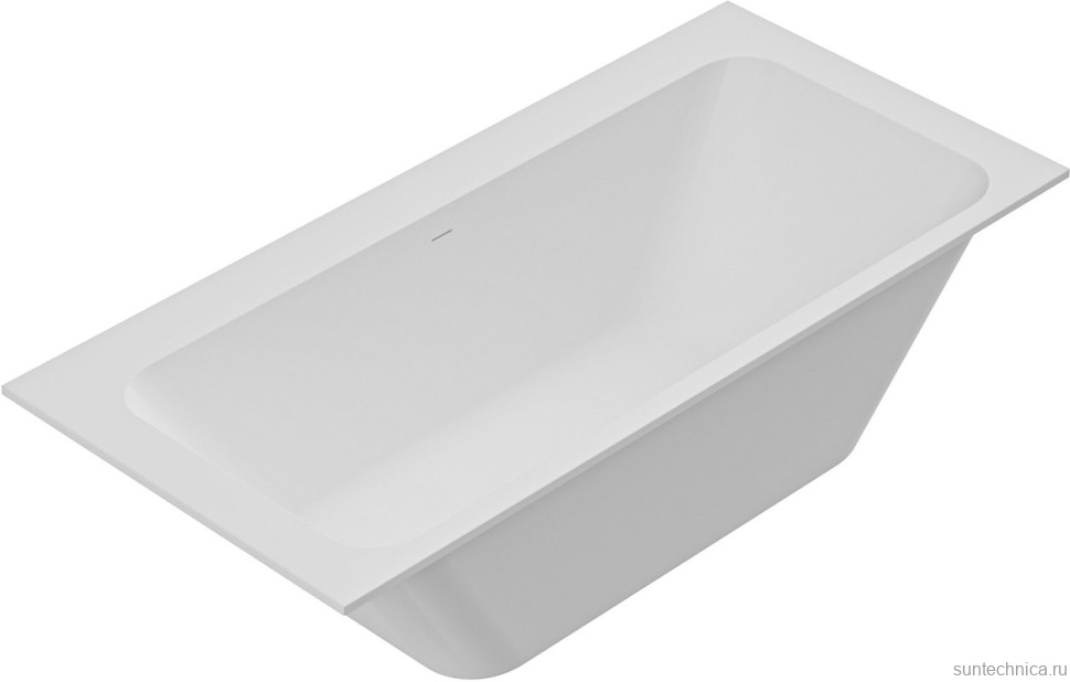 Ванна из искусственного камня Cezares Slider Solid Surface 170x80 см, встраиваемая, матовая белая, со сливом-переливом, с донным клапаном