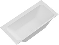 Ванна из искусственного камня Cezares Slider Solid Surface 170x80 см, встраиваемая, матовая белая, со сливом-переливом, с донным клапаном