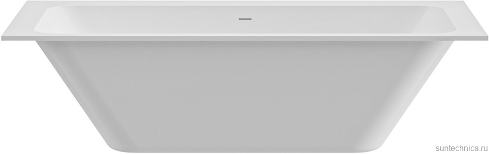 Ванна из искусственного камня Cezares Slider Solid Surface 170x80 см, встраиваемая, матовая белая, со сливом-переливом, с донным клапаном