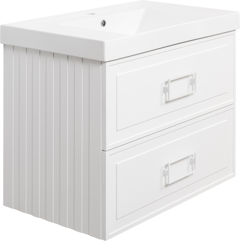 Тумба с раковиной La Fenice Cubo Twin 80 подвесная, bianco, ручки белые, раковина Cubo 80