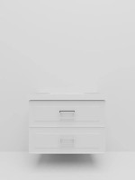 Тумба с раковиной La Fenice Cubo Twin 80 подвесная, bianco, ручки белые, раковина Cubo 80