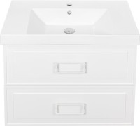 Тумба с раковиной La Fenice Cubo Twin 80 подвесная, bianco, ручки белые, раковина Cubo 80