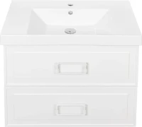 Тумба с раковиной La Fenice Cubo Twin 80 подвесная, bianco, ручки белые, раковина Cubo 80