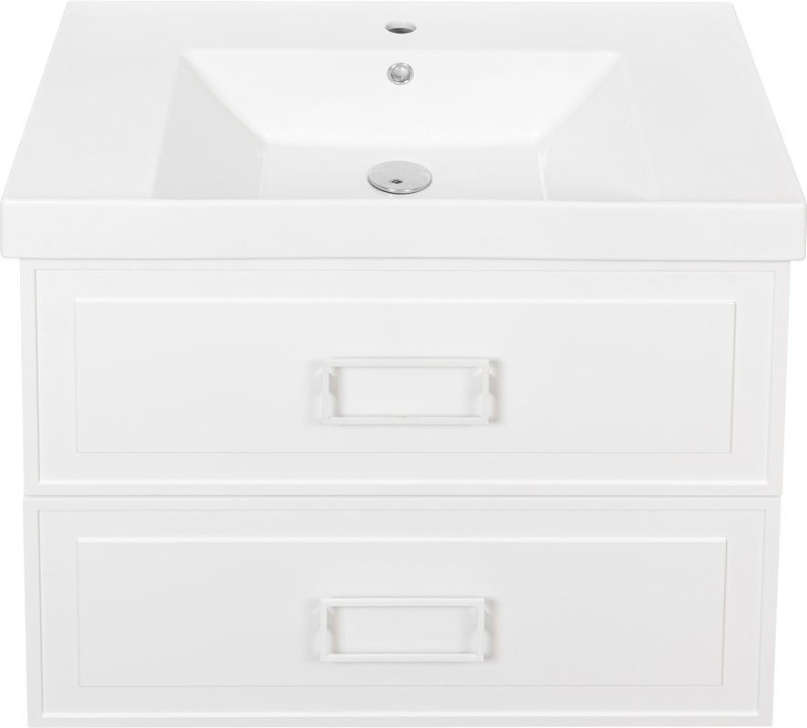 Тумба с раковиной La Fenice Cubo Twin 80 подвесная, bianco, ручки белые, раковина Cubo 80
