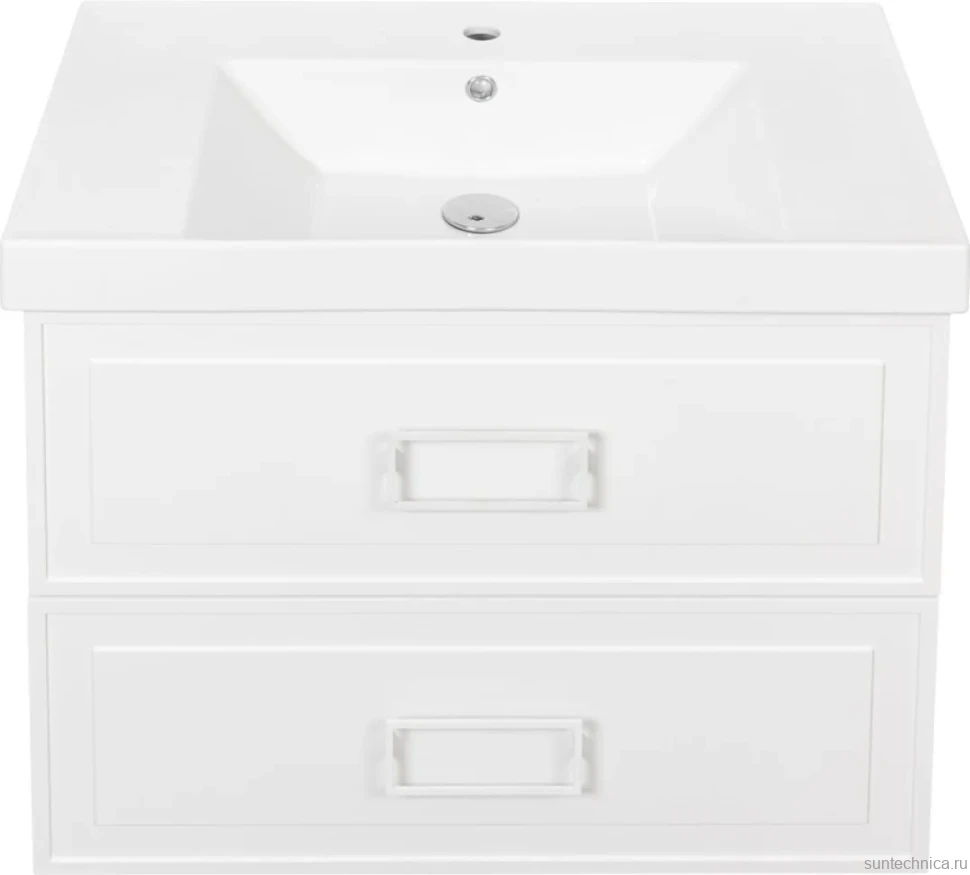 Тумба с раковиной La Fenice Cubo Twin 80 подвесная, bianco, ручки белые, раковина Cubo 80