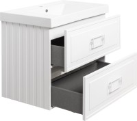 Тумба с раковиной La Fenice Cubo Twin 80 подвесная, bianco, ручки белые, раковина Cubo 80