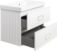 Тумба с раковиной La Fenice Cubo Twin 80 подвесная, bianco, ручки белые, раковина Cubo 80