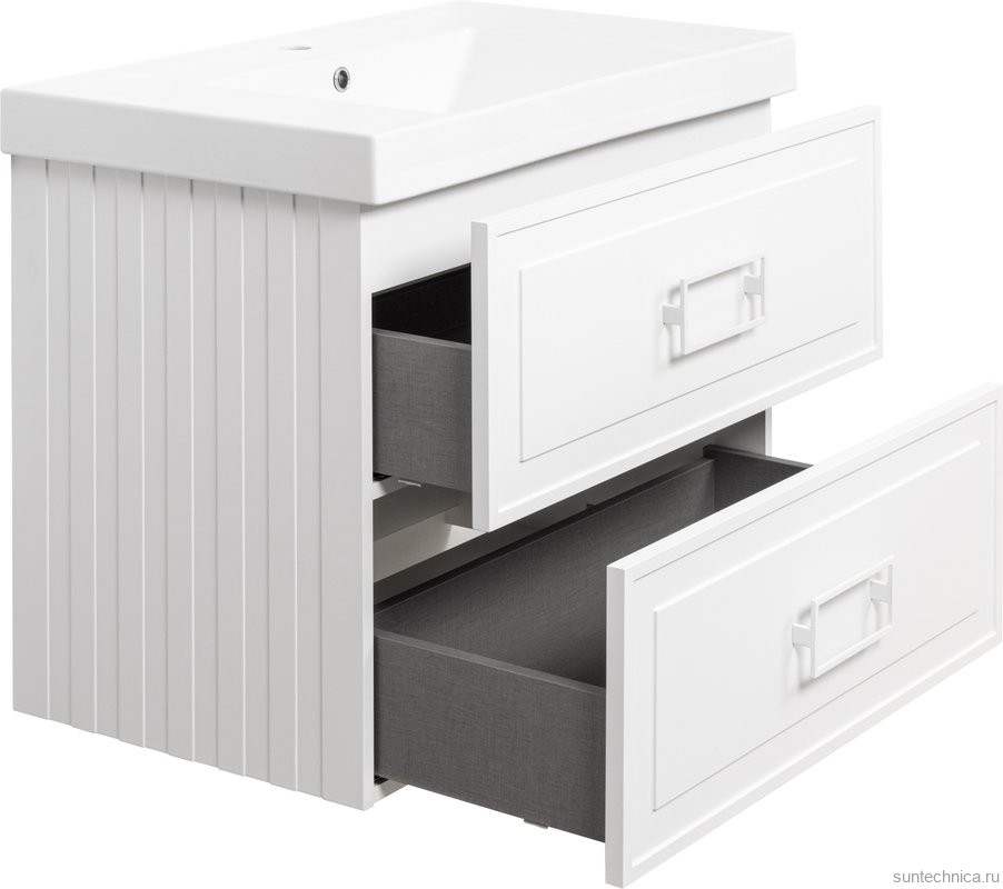 Тумба с раковиной La Fenice Cubo Twin 80 подвесная, bianco, ручки белые, раковина Cubo 80