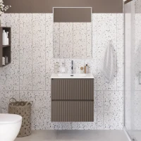 Мебель для ванной комнаты BelBagno Uno-mini 60 подвесная, 2 ящика, матовая бежевая