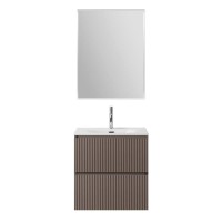 Мебель для ванной комнаты BelBagno Uno-mini 60 подвесная, 2 ящика, матовая бежевая