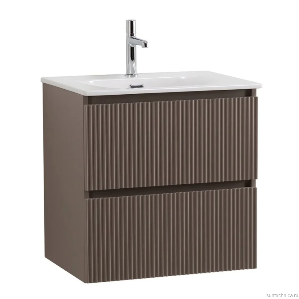 Мебель для ванной комнаты BelBagno Uno-mini 60 подвесная, 2 ящика, матовая бежевая