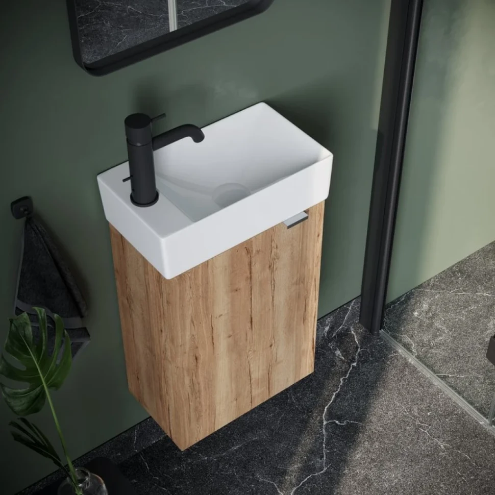 Тумба с раковиной Sancos Mini 35 L подвесная, дуб галифакс натуральный