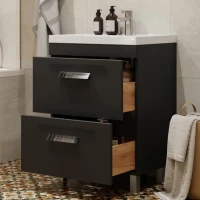 Мебель для ванной комнаты Velvex Orlando 60 напольная, 2 ящика, графит