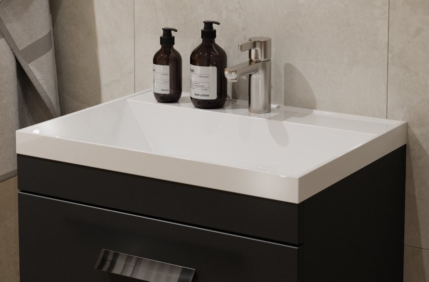 Мебель для ванной комнаты Velvex Orlando 60 напольная, 2 ящика, графит