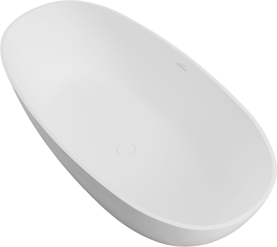 Ванна из искусственного камня Allen Brau Krion Oval 170x80 см, отдельностоящая, матовая белая, овальная, со сливом-переливом