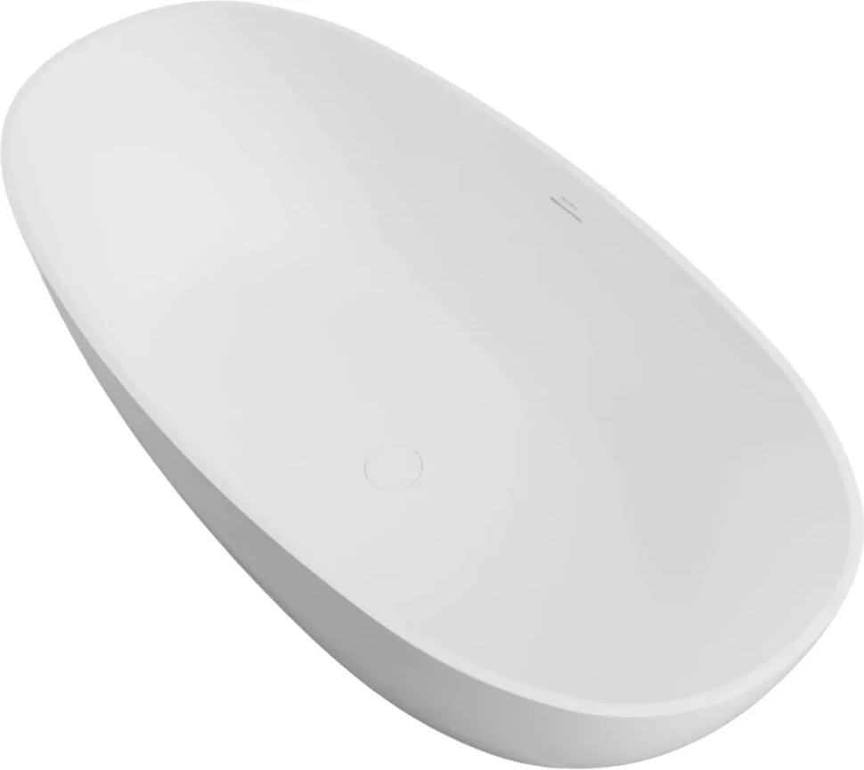 Ванна из искусственного камня Allen Brau Krion Oval 170x80 см, отдельностоящая, матовая белая, овальная, со сливом-переливом