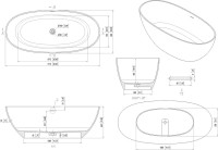 Ванна из искусственного камня Allen Brau Krion Oval 170x80 см, отдельностоящая, матовая белая, овальная, со сливом-переливом