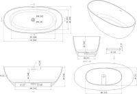 Ванна из искусственного камня Allen Brau Krion Oval 170x80 см, отдельностоящая, матовая белая, овальная, со сливом-переливом