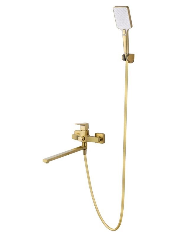 Смеситель с длинным изливом для ванны Wonzon & Woghand Flex WW-639906-BG брашированное золото