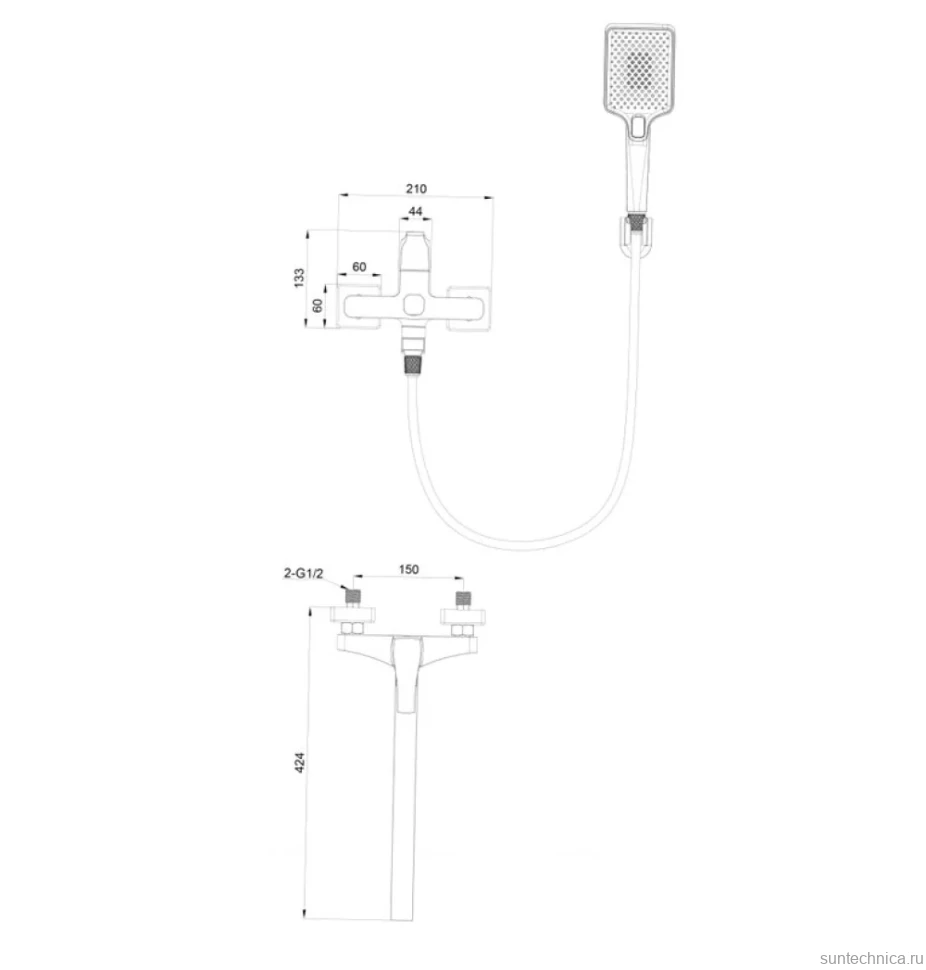Смеситель с длинным изливом для ванны Wonzon & Woghand Flex WW-639906-BG брашированное золото