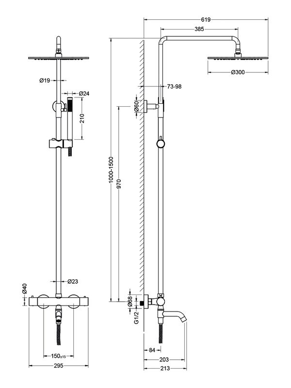 Душевая стойка Timo Saona SX-2380/20 с термостатом, золото шлифованное
