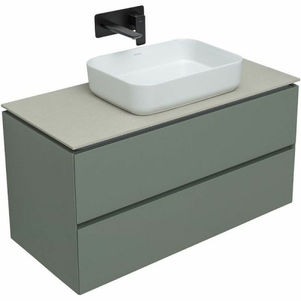 Тумба под раковину со столешницей Allen Brau Infinity 100 подвесная, олива матовый, столешница бежевая