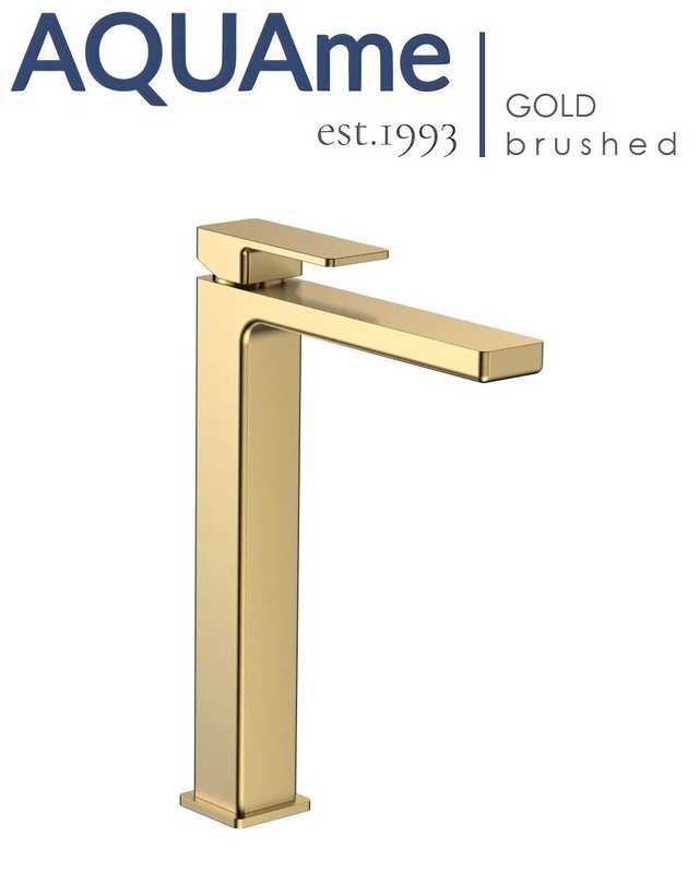 Смеситель для раковины AQUAme Savona 250 шлифованное золото AQM6814BG