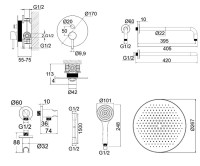 Душевой комплект WHITECROSS Y YSET04BASICBL С ВНУТРЕННЕЙ ЧАСТЬЮ, черный матовый