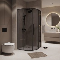 Душевой уголок Niagara Nova NG-2827-34BLACK 100x100, профиль черный матовый, стекло тонированное