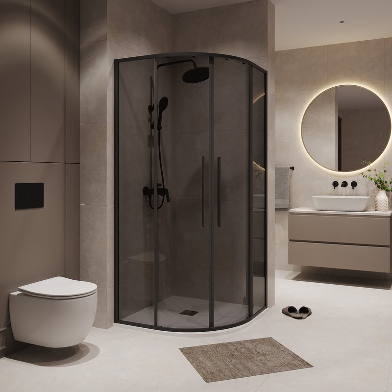 Душевой уголок Niagara Nova NG-2827-34BLACK 100x100, профиль черный матовый, стекло тонированное