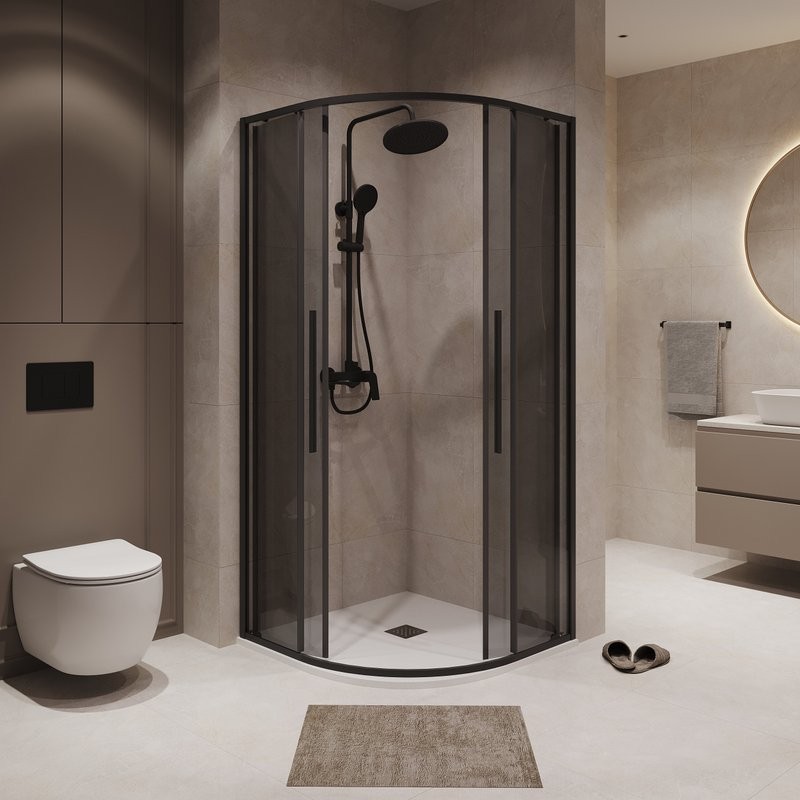 Душевой уголок Niagara Nova NG-2827-34BLACK 100x100, профиль черный матовый, стекло тонированное