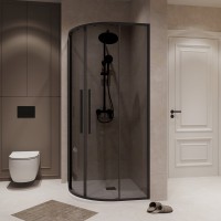 Душевой уголок Niagara Nova NG-2827-34BLACK 100x100, профиль черный матовый, стекло тонированное
