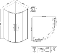 Душевой уголок Niagara Nova NG-2827-34BLACK 100x100, профиль черный матовый, стекло тонированное