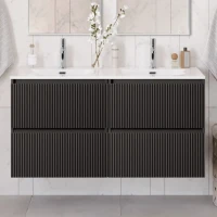 Тумба с раковиной BelBagno Uno 120 подвесная, 4 ящика, матовая темно-серая