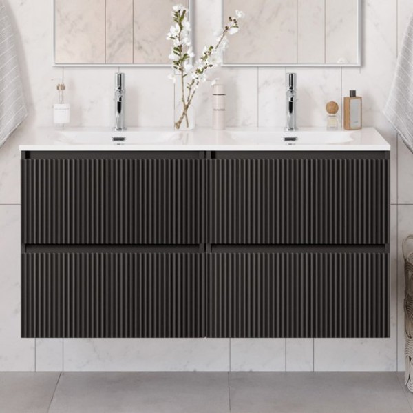 Тумба с раковиной BelBagno Uno 120 подвесная, 4 ящика, матовая темно-серая