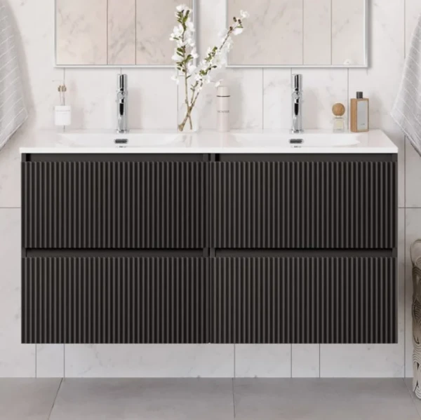 Тумба с раковиной BelBagno Uno 120 подвесная, 4 ящика, матовая темно-серая