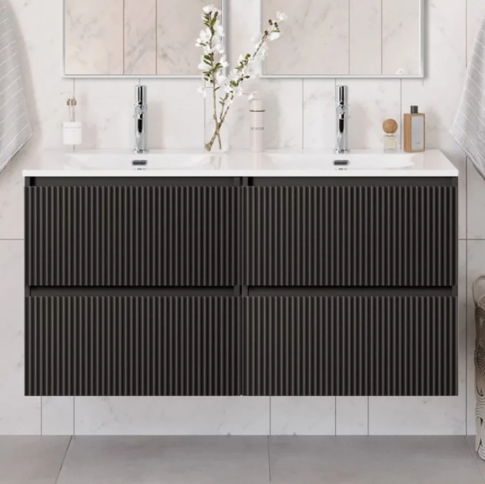 Тумба с раковиной BelBagno Uno 120 подвесная, 4 ящика, матовая темно-серая