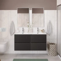 Тумба с раковиной BelBagno Uno 120 подвесная, 4 ящика, матовая темно-серая